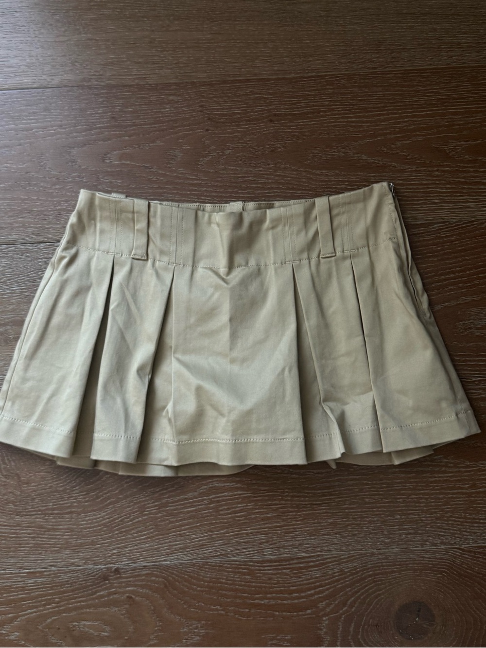 Sunday Best Tan Pleated Mini Skirt